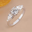 Three Stone Cushion Cut Engagement Ring