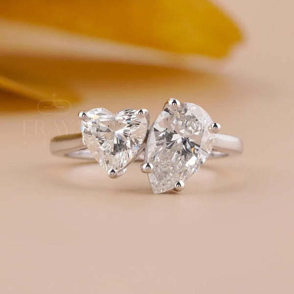 Toi et Moi Ring with Heart & Pear Lab Diamond