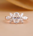Floral Diamond Engagement Ring with Marquise Accents