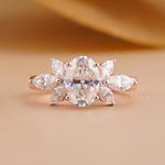 Floral Diamond Engagement Ring with Marquise Accents