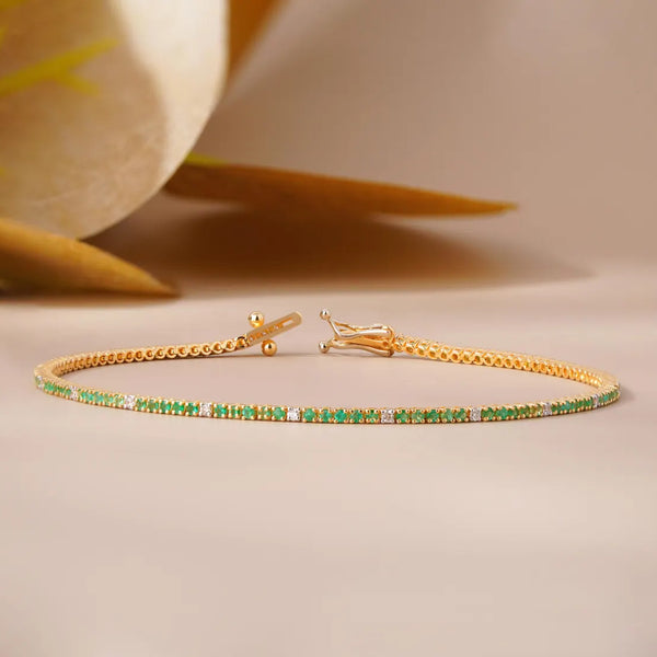 Green Peridot Bracelet with Lab Diamond