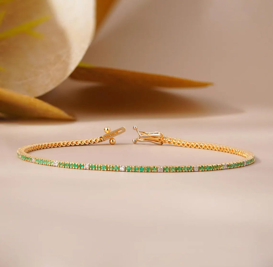 Green Peridot Bracelet with Lab Diamond