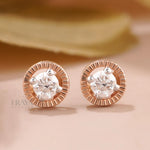 Diamond Stud Earrings | Sunburst Bezel Gold