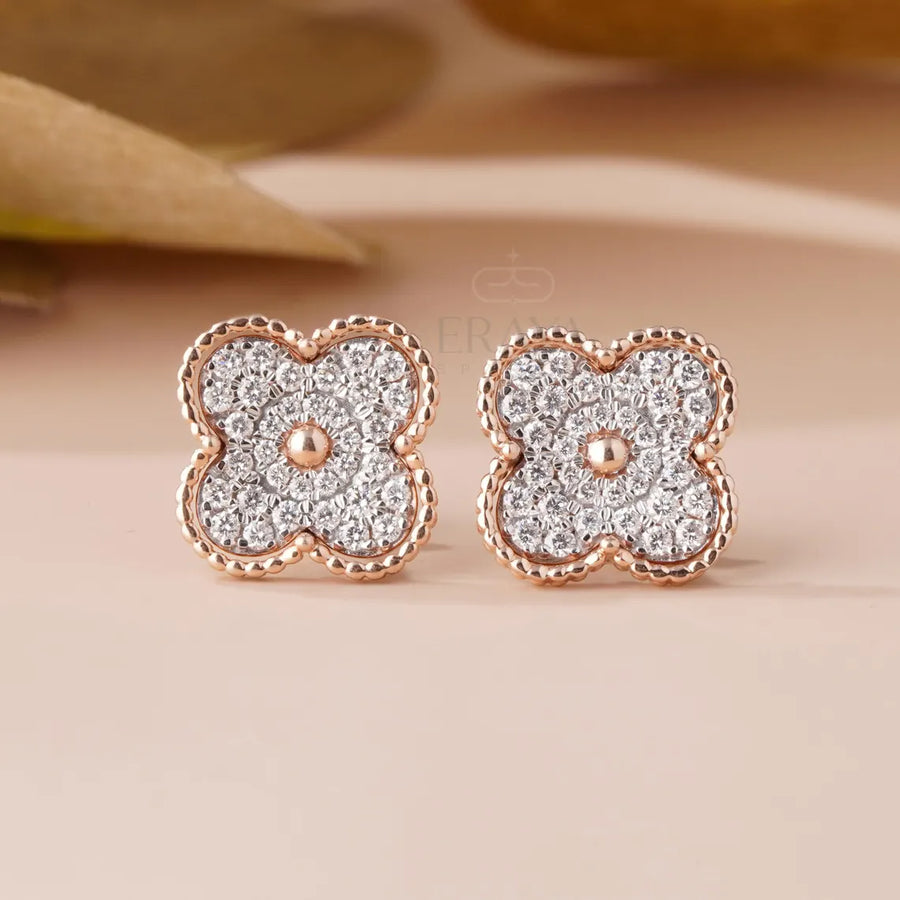 Four Leaf Clover Earrings | Lab Diamond Studs