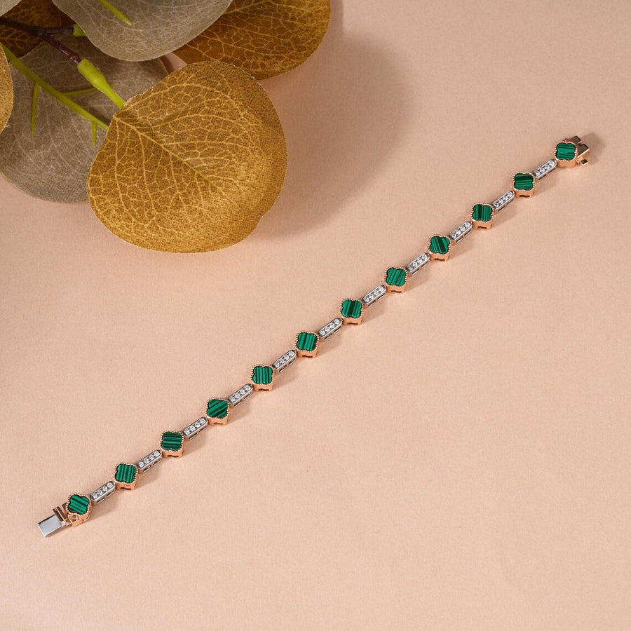 Gold Clover Bracelet with Lab Grown Diamonds