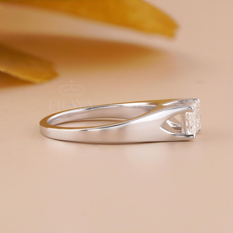 Radiant Cut Diamond Ring for Men in White Gold