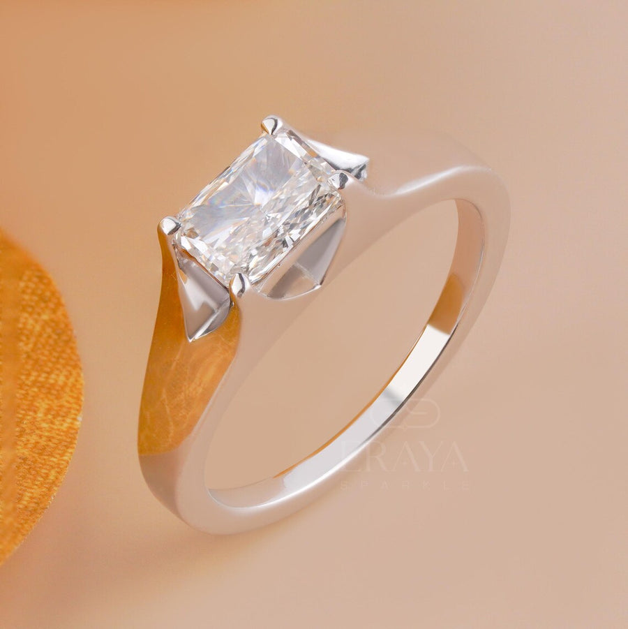 Radiant Cut Diamond Ring for Men in White Gold