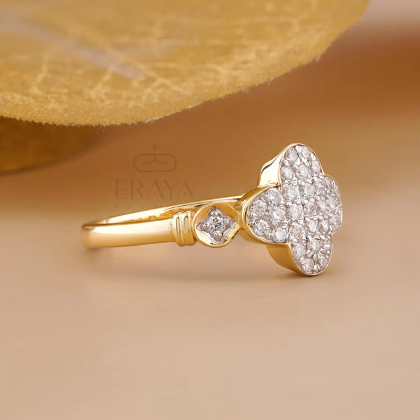 Lab Grown Diamond Clover Ring in Yellow Gold | Dainty Promise Ring
