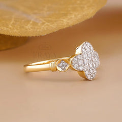 Lab Grown Diamond Clover Ring in Yellow Gold | Dainty Promise Ring