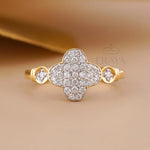 Lab Grown Diamond Clover Ring in Yellow Gold | Dainty Promise Ring