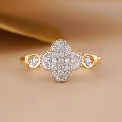 Lab Grown Diamond Clover Ring in Yellow Gold | Dainty Promise Ring