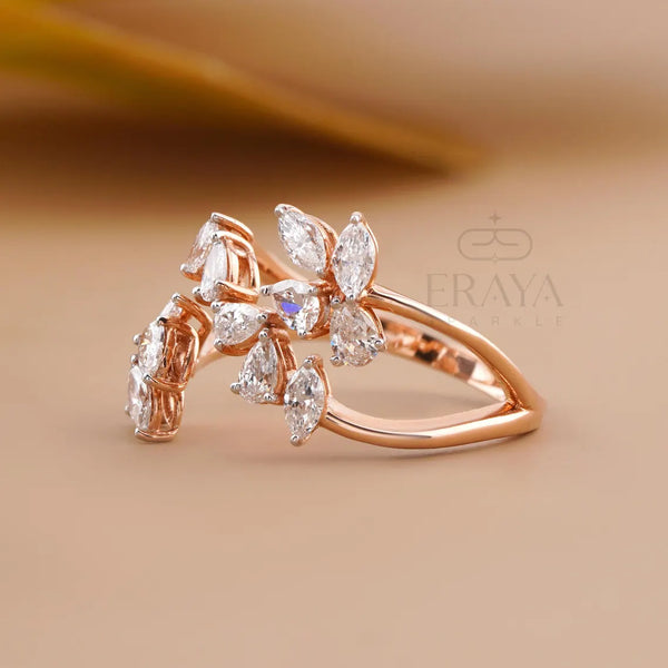 Pear & Marquise  Diamond Open Ring