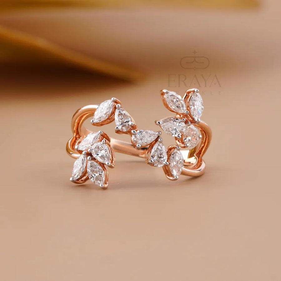 Pear & Marquise  Diamond Open Ring