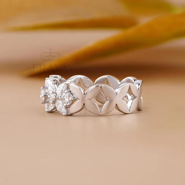 Pear Cut Lab Diamond Ring – Floral Petal Statement Design