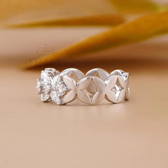 Pear Cut Lab Diamond Ring – Floral Petal Statement Design