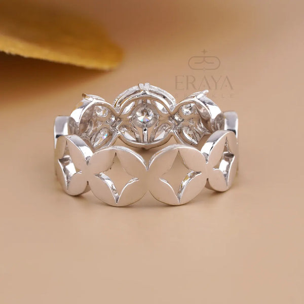 Pear Cut Lab Diamond Ring – Floral Petal Statement Design