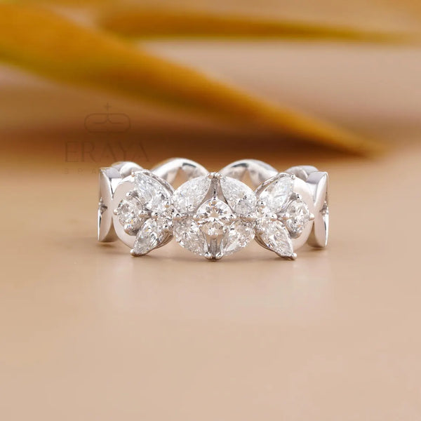 Pear Cut Lab Diamond Ring – Floral Petal Statement Design