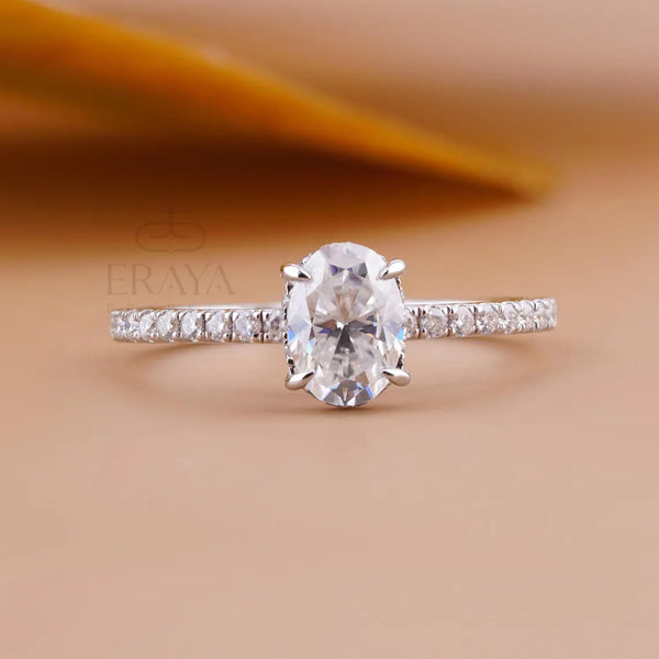 Oval Diamond Ring – Hidden Halo Pavé Design