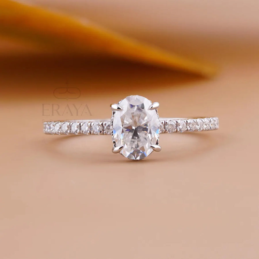 Oval Diamond Ring – Hidden Halo Pavé Design