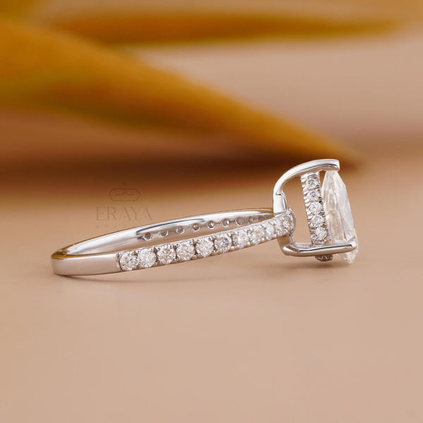 Diamond Pear Cut Ring with Hidden Halo
