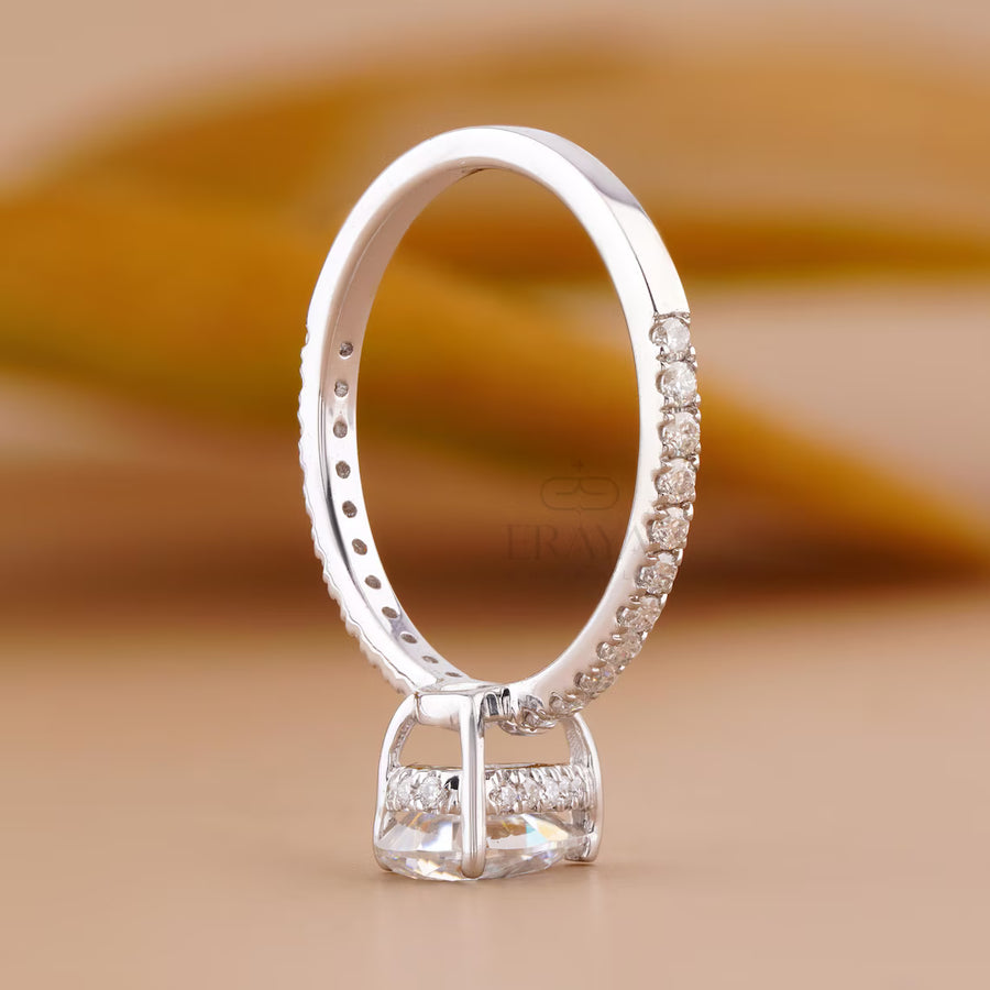 Diamond Pear Cut Ring with Hidden Halo