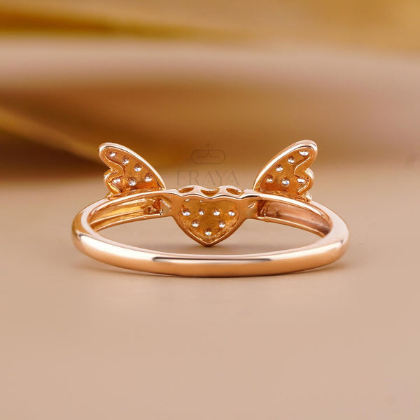 Lab Diamond Engagement Ring with Angel Wings