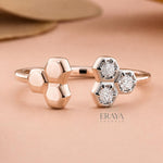 Geometric Diamond Ring | Open Band Gold Ring