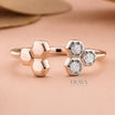 Geometric Diamond Ring | Open Band Gold Ring