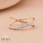 Criss Cross Diamond Ring in Solid Gold