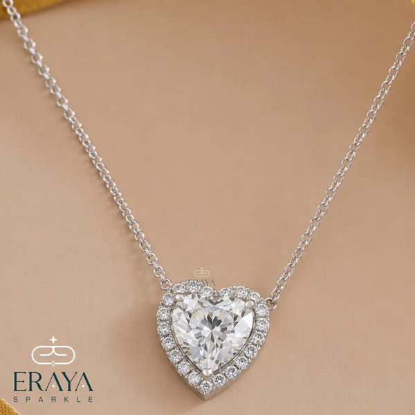 Diamond Heart Necklace – Halo Love Pendant