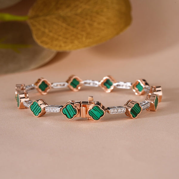 Gold Clover Bracelet with Lab Grown Diamonds