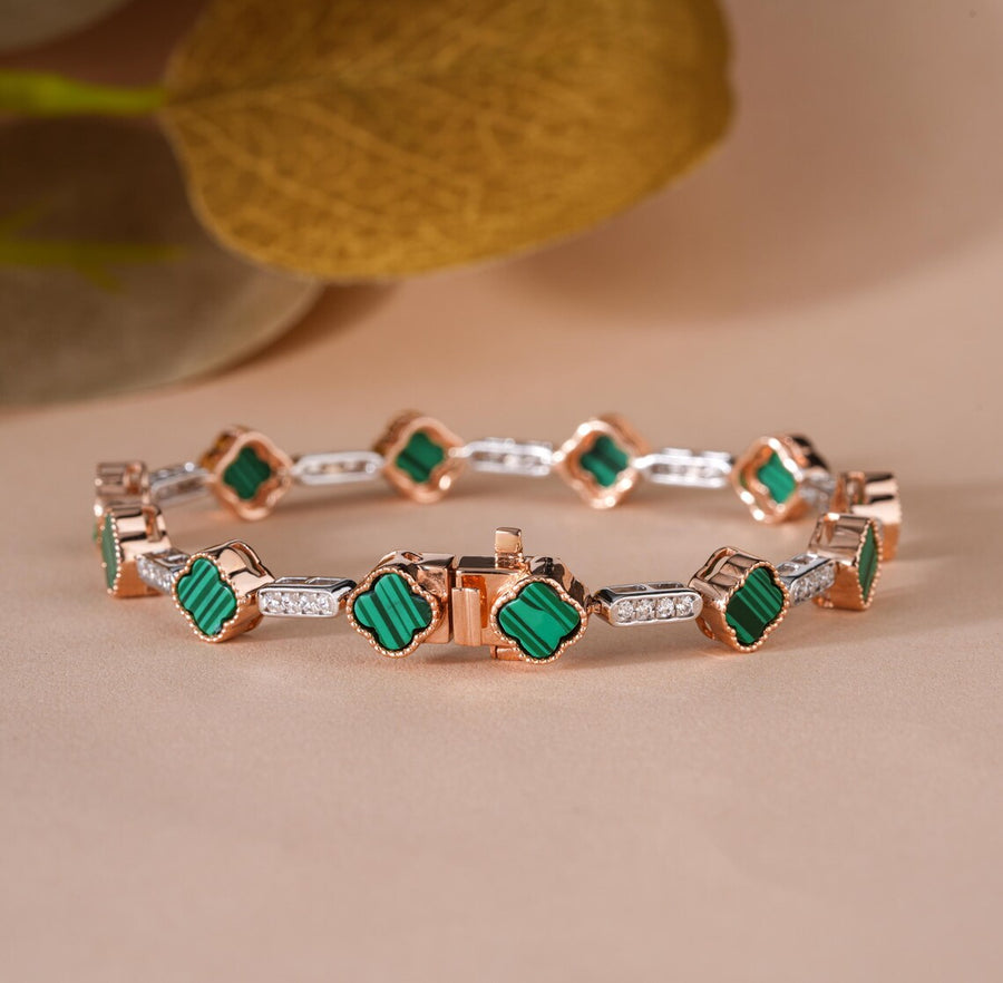 Gold Clover Bracelet with Lab Grown Diamonds