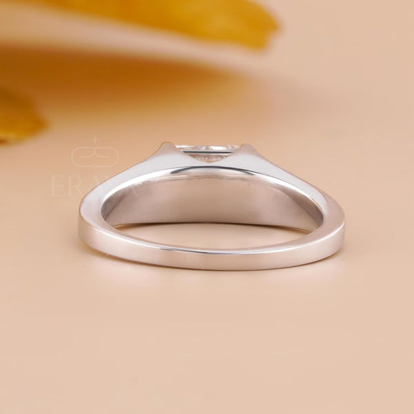 Radiant Cut Diamond Ring for Men in White Gold