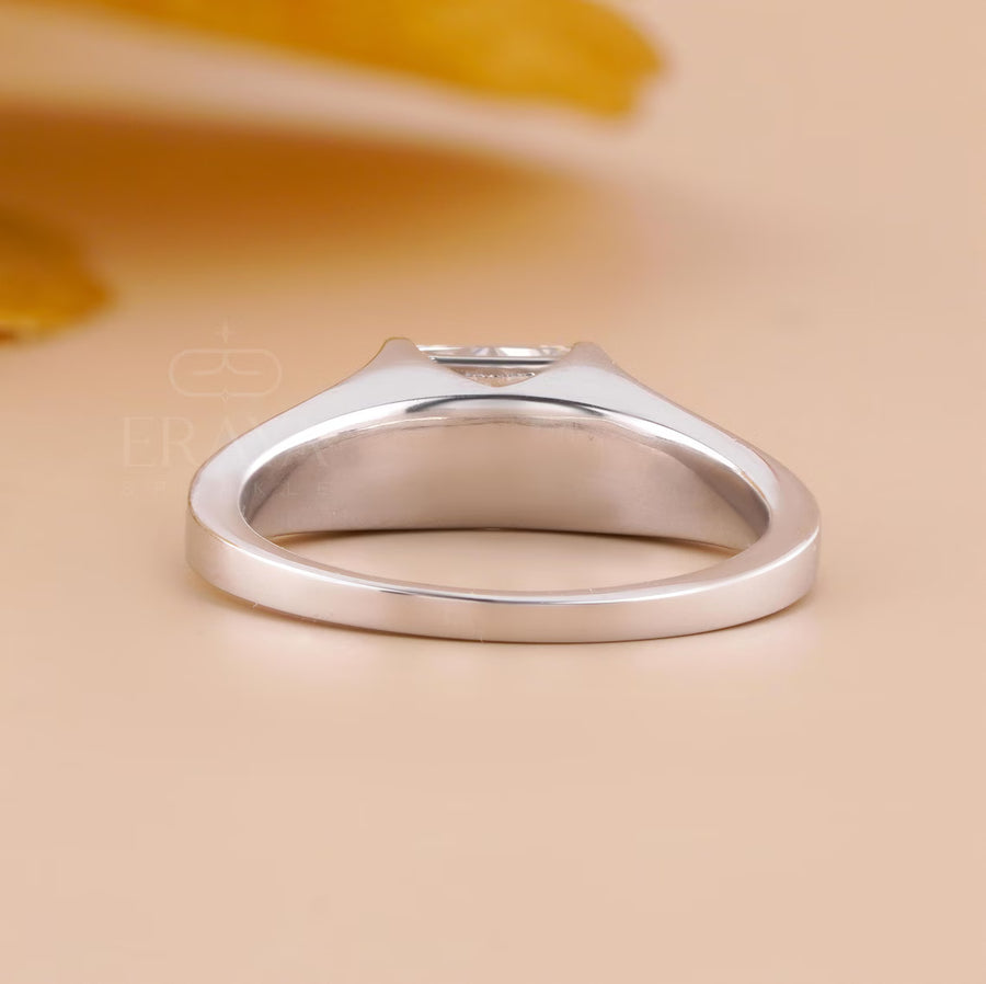 Radiant Cut Diamond Ring for Men in White Gold