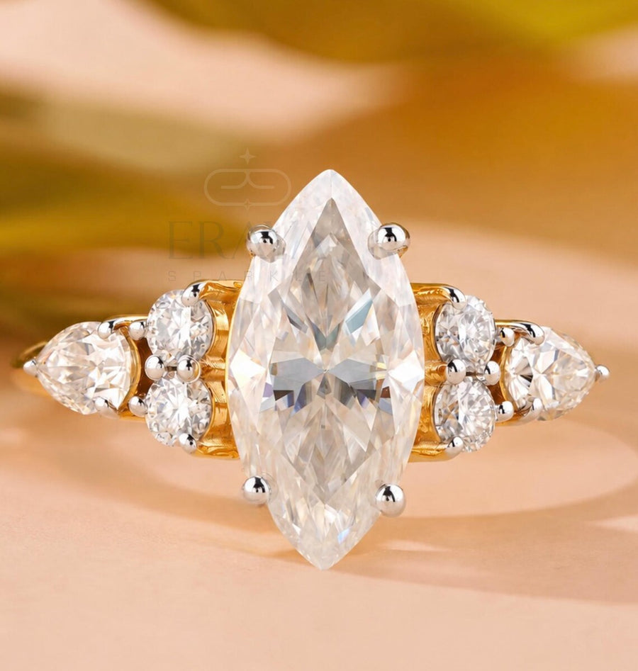 Marquise Diamond Ring Vintage Engagement