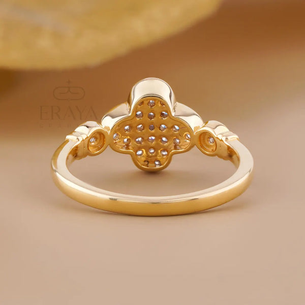 Lab Grown Diamond Clover Ring in Yellow Gold | Dainty Promise Ring