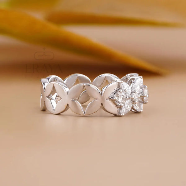Pear Cut Lab Diamond Ring – Floral Petal Statement Design