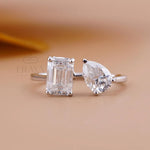 Toi et Moi Design Ring Emerald Diamond