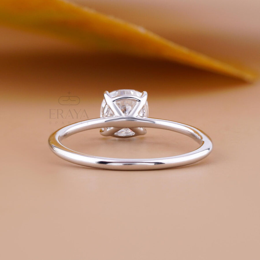 Solitaire Ring with Cushion Cut Lab Diamond