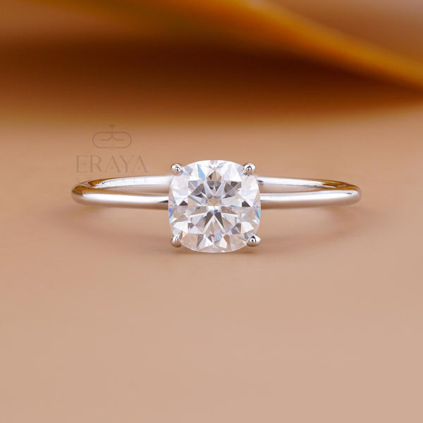 Solitaire Ring with Cushion Cut Lab Diamond