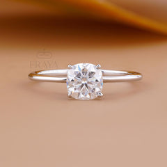Solitaire Ring with Cushion Cut Lab Diamond