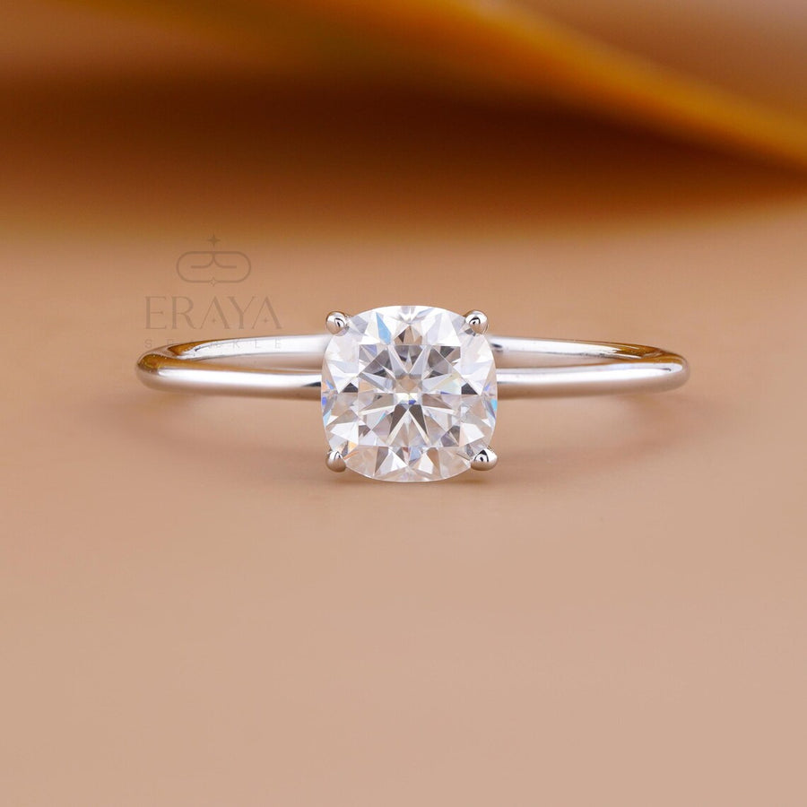 Solitaire Ring with Cushion Cut Lab Diamond