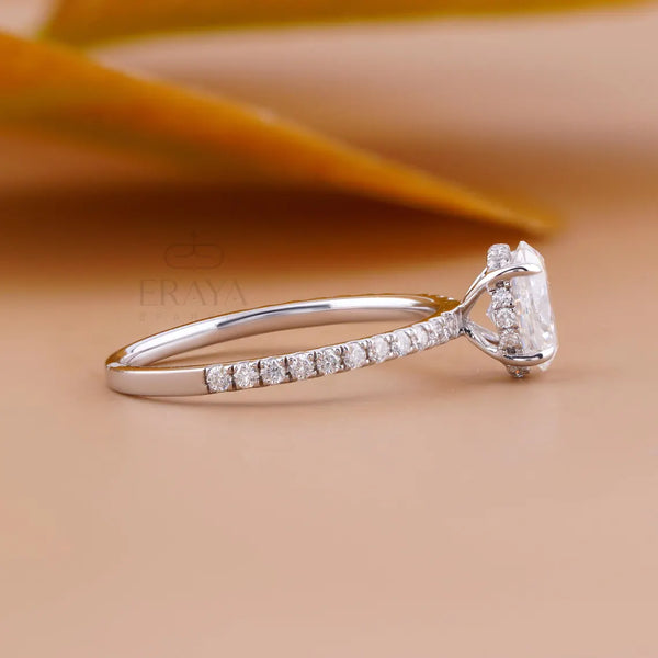 Oval Diamond Ring – Hidden Halo Pavé Design