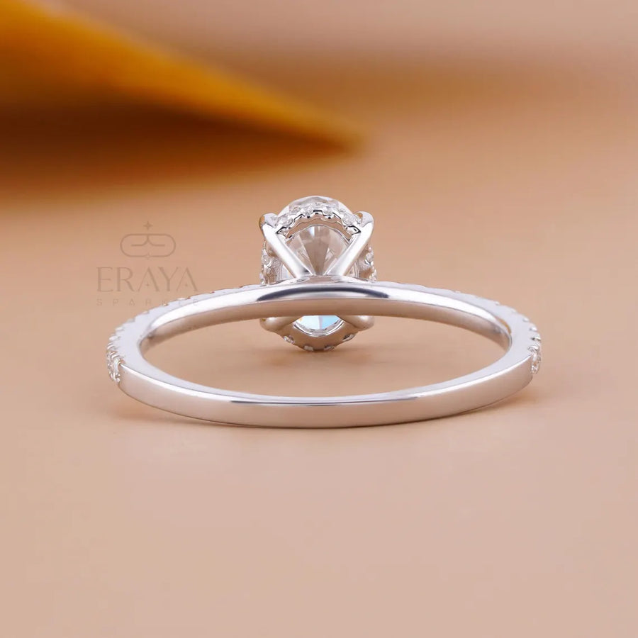 Oval Diamond Ring – Hidden Halo Pavé Design