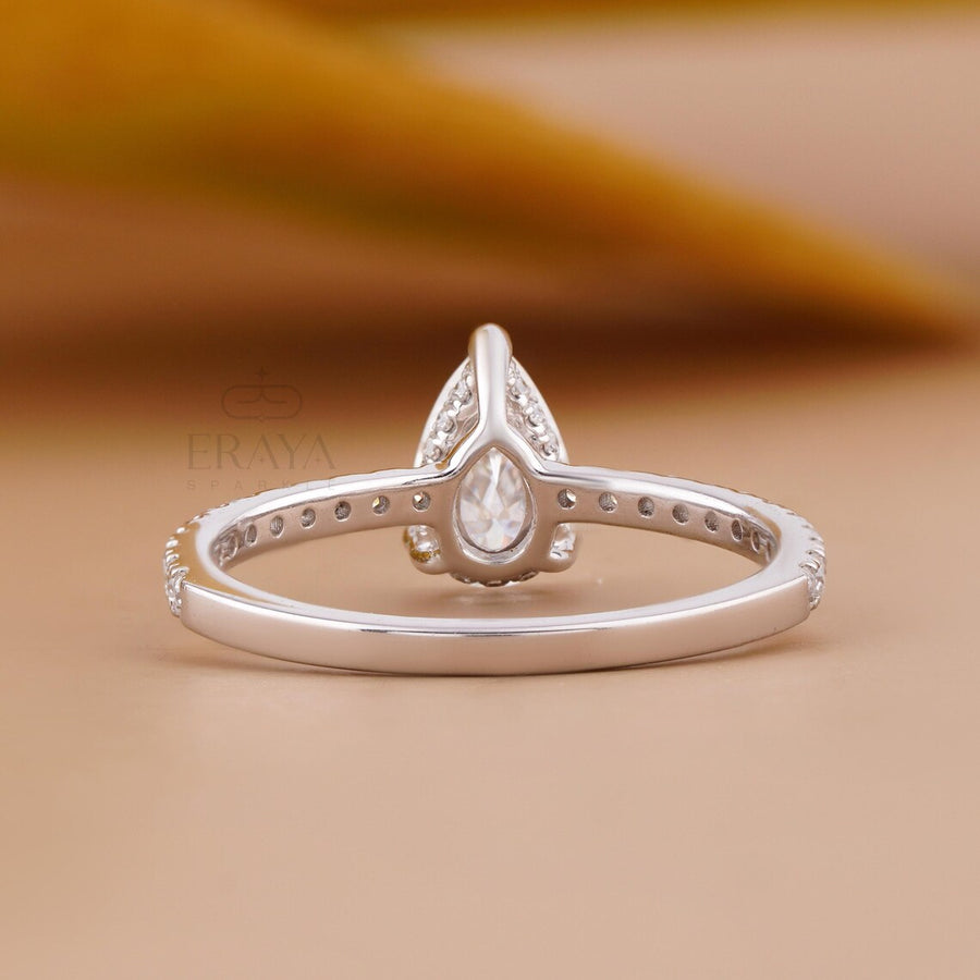 Diamond Pear Cut Ring with Hidden Halo
