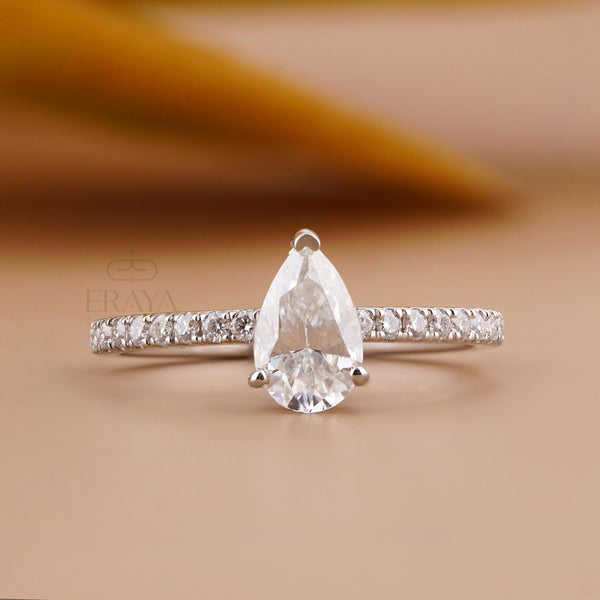 Diamond Pear Cut Ring with Hidden Halo