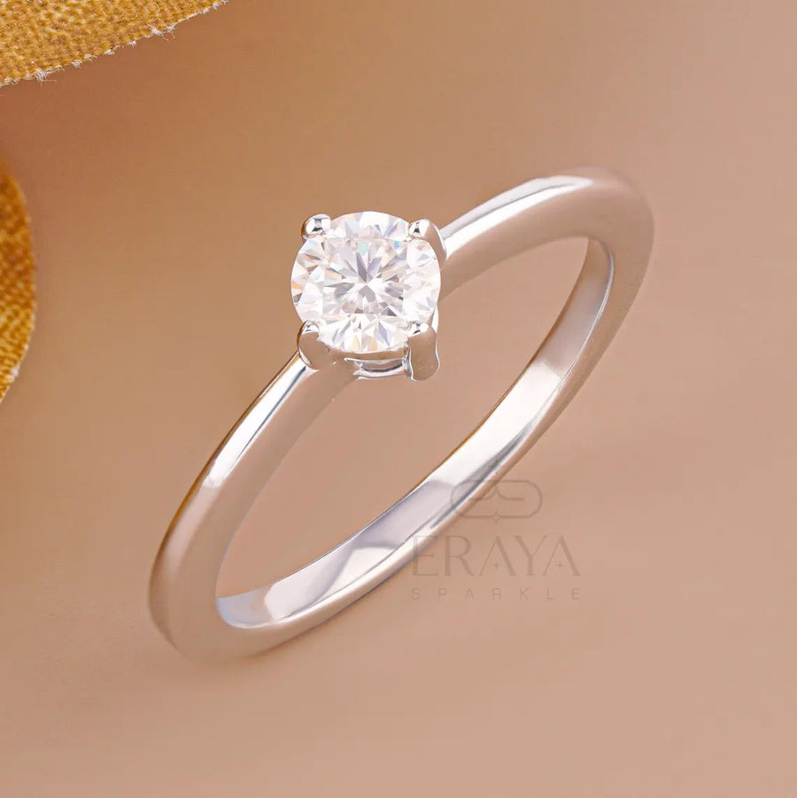Solitaire Lab Diamond Ring with Round Brilliance