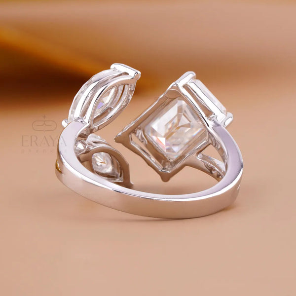 Three Stone Lab Diamond Ring | Emerald Open Band