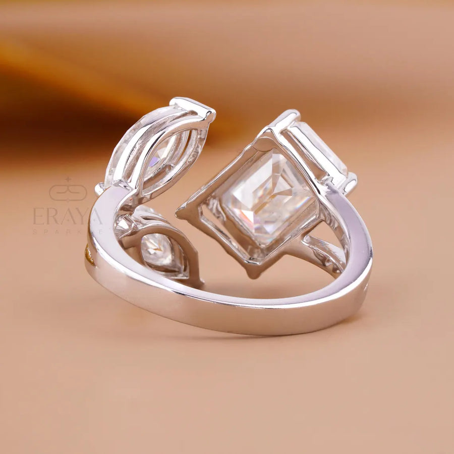 Three Stone Lab Diamond Ring | Emerald Open Band
