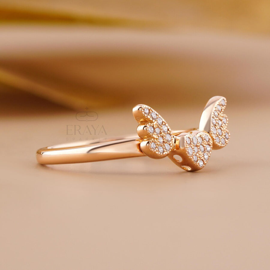 Lab Diamond Engagement Ring with Angel Wings